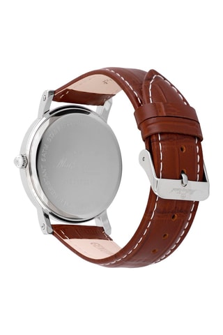 Montre à quartz en cuir City Marron et argenté