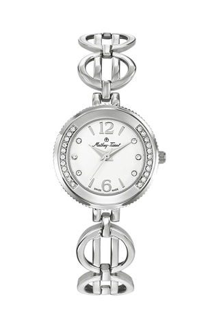 Orologio al quarzo in lega e zirconi Fleury VII - Argentato e bianco