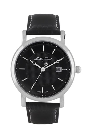 Montre à quartz en cuir City Big Noir et argenté