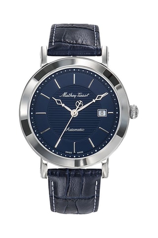 Orologio automatico in pelle City Big   Navy e argentato