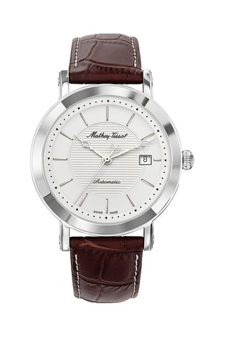 Orologio automatico in pelle City Big - Marrone e argentato