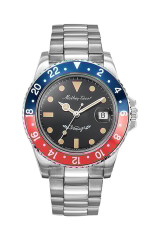 Montre automatique en acier Mathy Vintage - Argenté et rouge