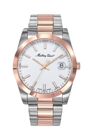 Orologio al quarzo in acciaio Mathy I   Argentato e dorato rosa