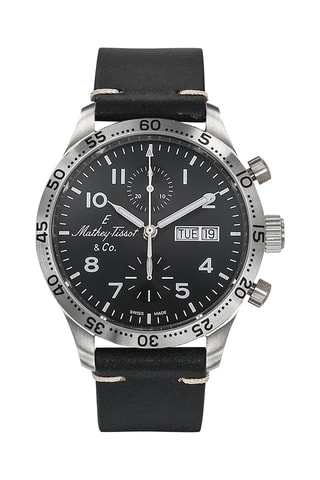 Montre automatique en cuir Type 21 - Chronographe - Noir et argenté