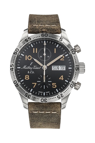 Montre automatique en cuir Type 21 - Chronographe - Marron et argenté