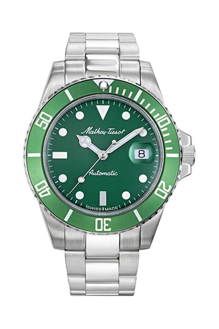 Montre automatique en acier Mathy Vintage - Argenté et vert