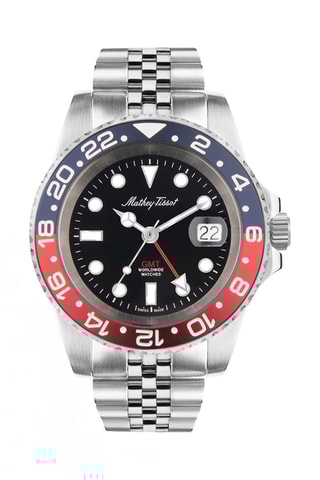 Orologio al quarzo in acciaio GMT Argentato e blu