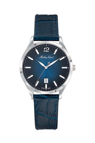 Montre à quartz en cuir Urban Bleu marine et argenté