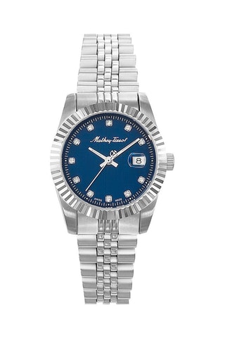 Orologio al quarzo in acciaio Mathy Argentato e navy