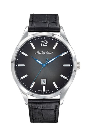 Montre à quartz en cuir Urban Noir et argenté