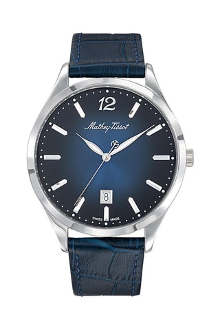 Montre à quartz en cuir Urban Bleu nuit et argenté