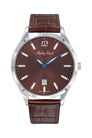 Montre à quartz en cuir Urban Marron et argenté 