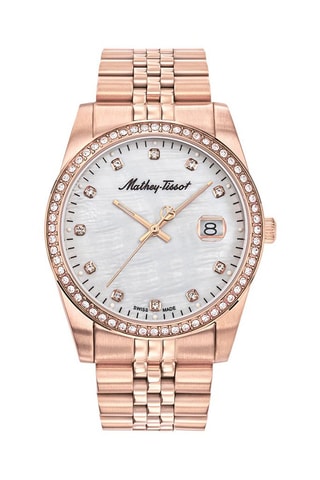 Orologio al quarzo in acciaio Mathy Dorato rosa e bianco