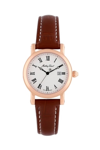 Orologio al quarzo in pelle City Marrone e dorato rosa