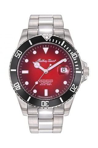 Montre automatique en acier Mathy vintage jumbo - Argenté et rouge