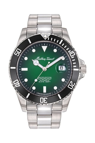 Montre automatique en acier Mathy vintage jumbo - Argenté et vert