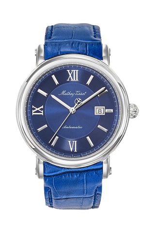 Orologio automatico in pelle Renaissance - Blu elettrico e argentato