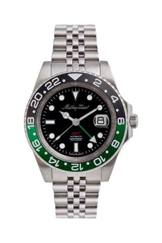 Montre automatique en acier GMT Argenté et noir