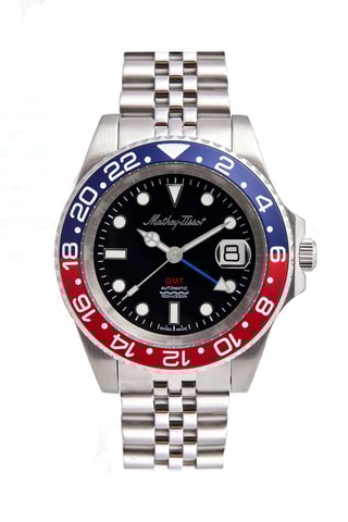 Montre automatique en acier GMT Argenté et noir