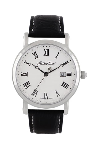 Montre à quartz en cuir City Noir et argenté