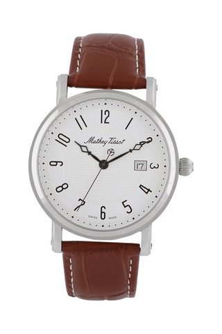 Montre à quartz en cuir City Marron et argenté