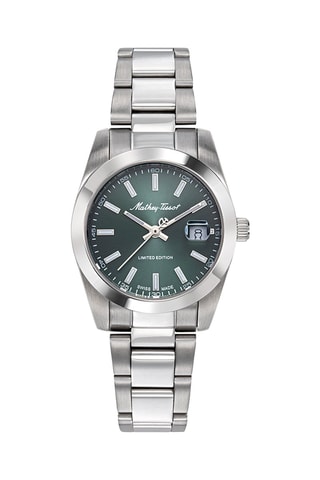 Orologio al quarzo in acciaio Mathy I  Argentato e verde scuro