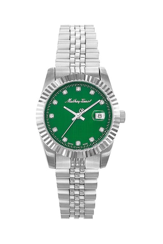 Orologio al quarzo in acciaio Mathy III Argentato e verde