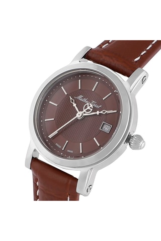 Orologio al quarzo in pelle City Marrone e argentato