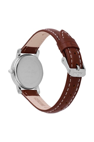 Orologio al quarzo in pelle City Marrone e argentato