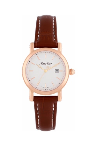 Orologio al quarzo in pelle City Marrone e dorato rosa