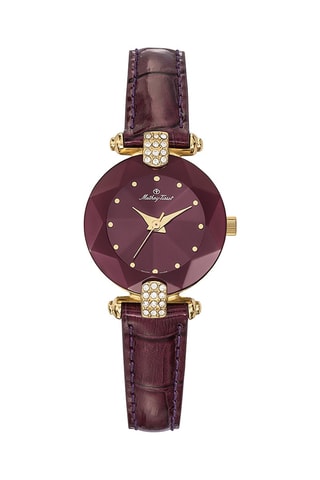 Orologio al quarzo in pelle con cristalli Swarovski Pyramide - Bordeaux