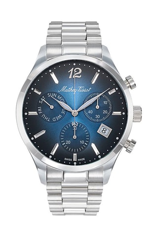 Orologio al quarzo in acciaio Ronda Z60 - Cronografo - Argentato e blu