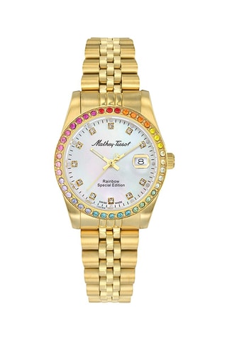 Orologio al quarzo in acciaio Ronda 585 H3 - Dorato