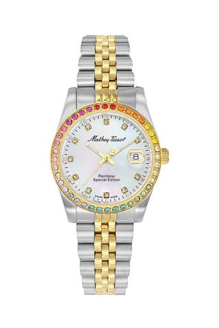 Orologio al quarzo in acciaio Ronda 585 H3 - Argentato e dorato