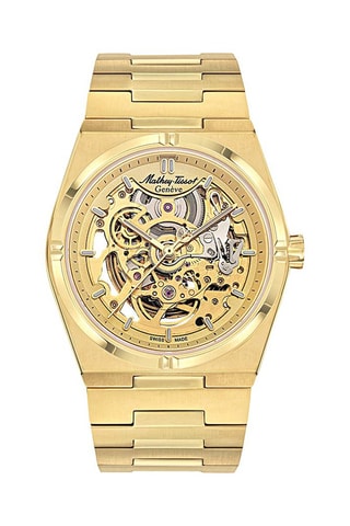 Montre automatique en acier Zeus Skeleton - Doré et noir