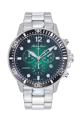 Orologio al quarzo in acciaio Lagoon - Cronografo - Argentato e verde