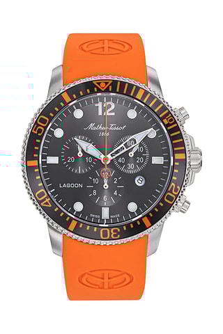 Montre à quartz en silicone Lagoon - Chronographe - Orange et argenté