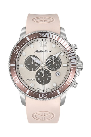 Montre à quartz en silicone Lagoon - Chronographe - Rose et argenté