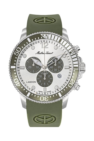 Montre à quartz en silicone Lagoon - Chronographe - Vert et argenté