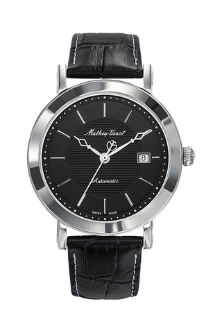 Montre automatique en cuir City Big - Noir et argenté