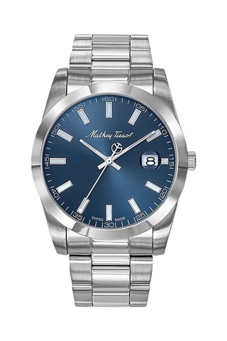 Orologio al quarzo in acciaio Mathy I Argentato e navy