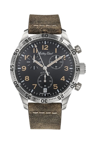 Montre à quartz en cuir Type 21 Flyback - Chronographe - Marron et argenté