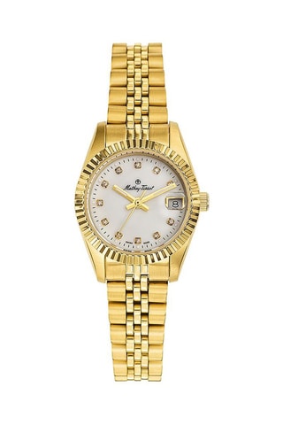 Orologio al quarzo in acciaio Mathy Dorato e bianco