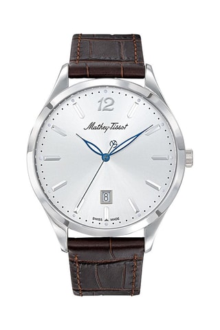 Montre à quartz en cuir Urban - Marron foncé et argenté