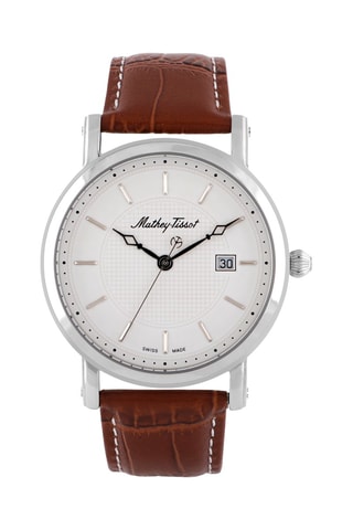 Montre à quartz en cuir City - Marron et argenté