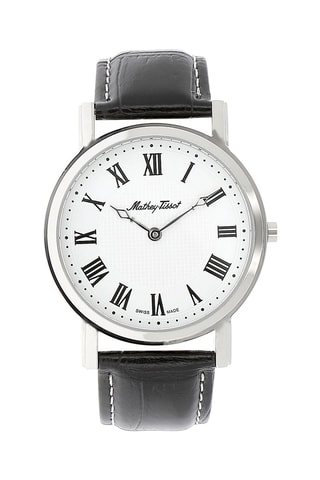 Orologio al quarzo in pelle City Nero e argentato