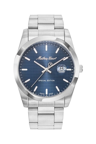 Orologio al quarzo in acciaio Mathy Chest - Argentato e blu