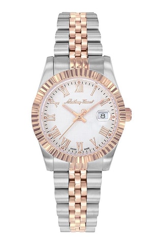 Orologio al quarzo in acciaio Ronda 585 H3 - Argentato e dorato rosa