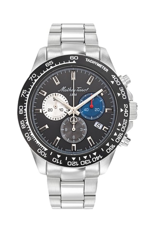 Orologio al quarzo in acciaio - Tachimetro - Argentato e nero