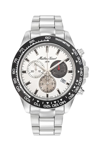 Orologio al quarzo in acciaio - Tachimetro - Argentato e nero